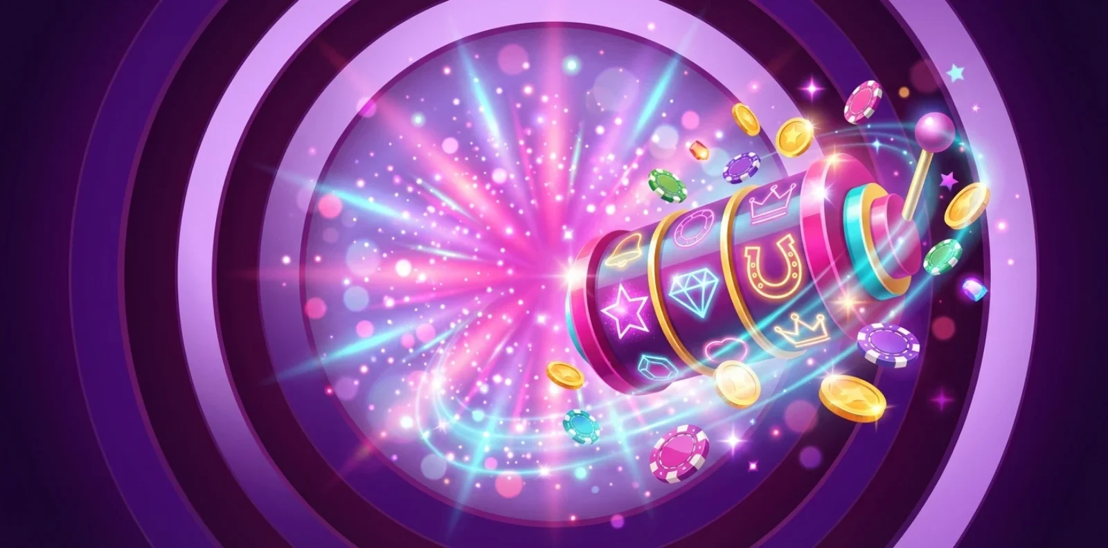 Divas Luck Lobby mit pinken und violetten Spielkacheln und Bonusbannern